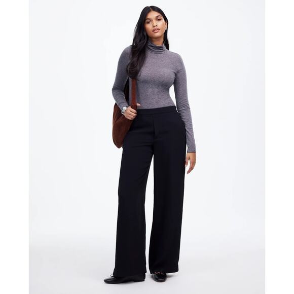 Madewell Pull-On Straight Pants WMNS XXL Black Crepe Drapey Straight Leg Stretch - Picture 1 of 8